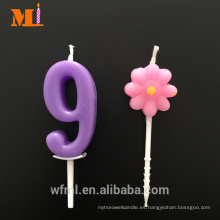 Tiempo de entrega rápido Cumpleaños del ciento por ciento de la parafina Use la vela púrpura del número 9
